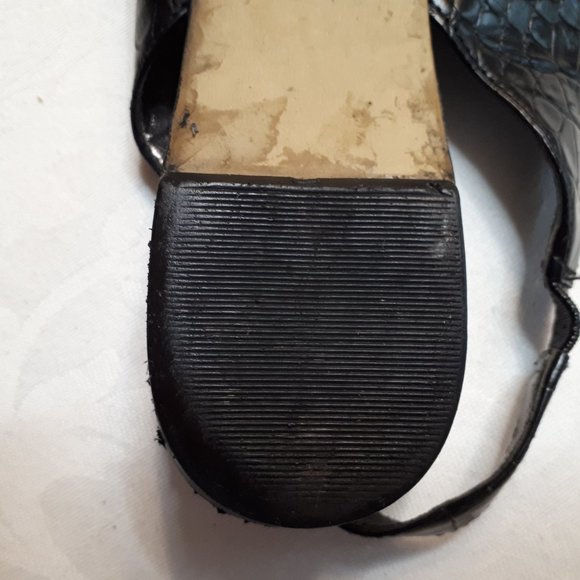 Anne Klein Black Reptile Embossed Sling Back - Picture 9 of 11